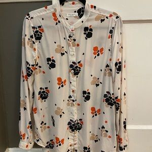 Equipment Silk Blouse with Painted Flower Design